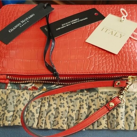 ITALIAN DESIGNER BAG!!! GENUINE LEATHER!!! ORANGE!!! - Picture 2 of 3